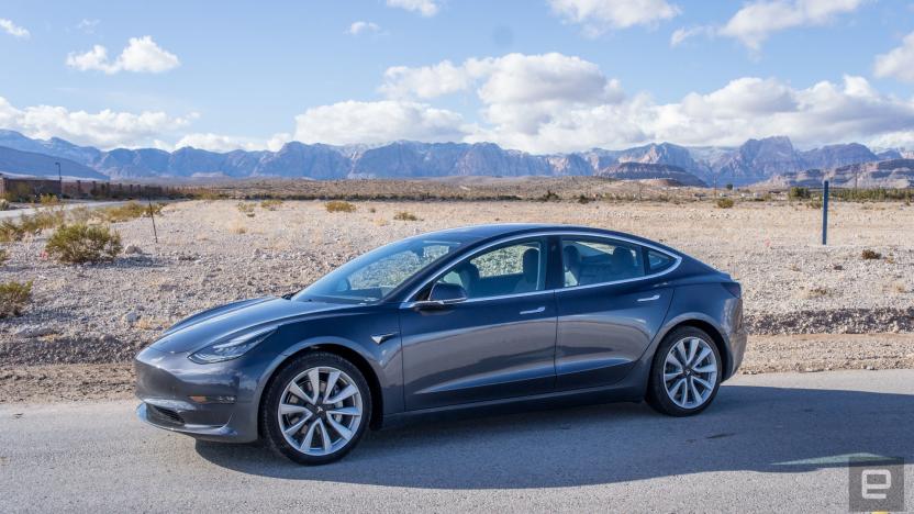 Tesla Model 3 in the desert