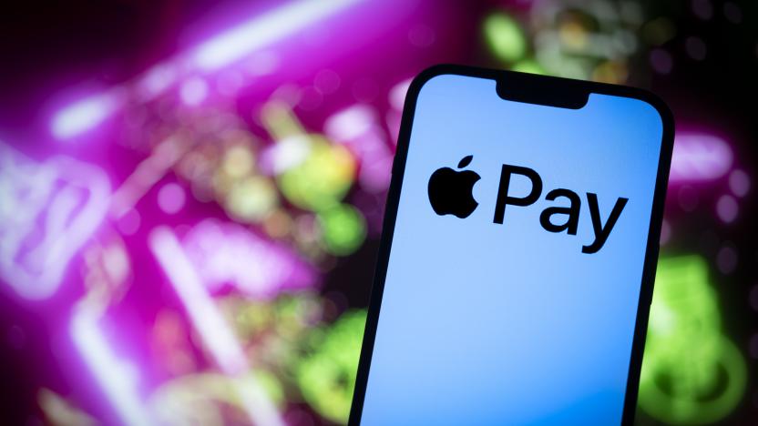 The Apple Pay logo is seen in this photo illustration on 23 November, 2023 in Warsaw, Poland. (Photo by Jaap Arriens/NurPhoto via Getty Images)