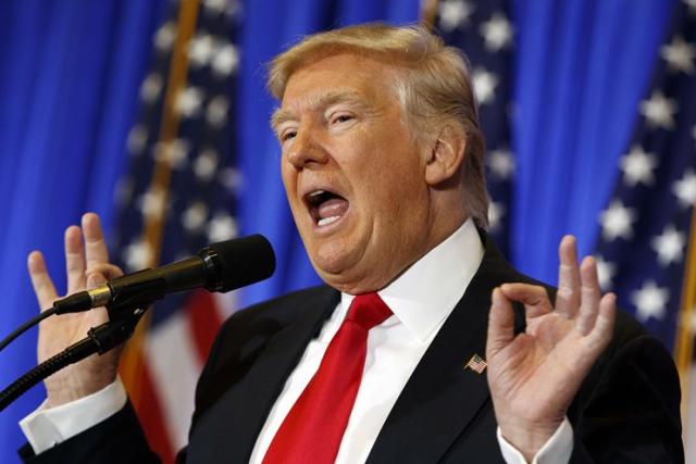 President-elect Donald Trump speaks during a news conference in New York on Jan. 11, 2017. (Photo: Evan Vucci/AP Photo)