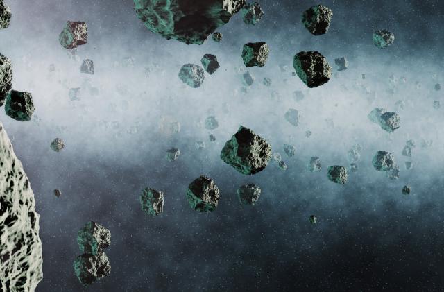 Asteroid belt in outer space