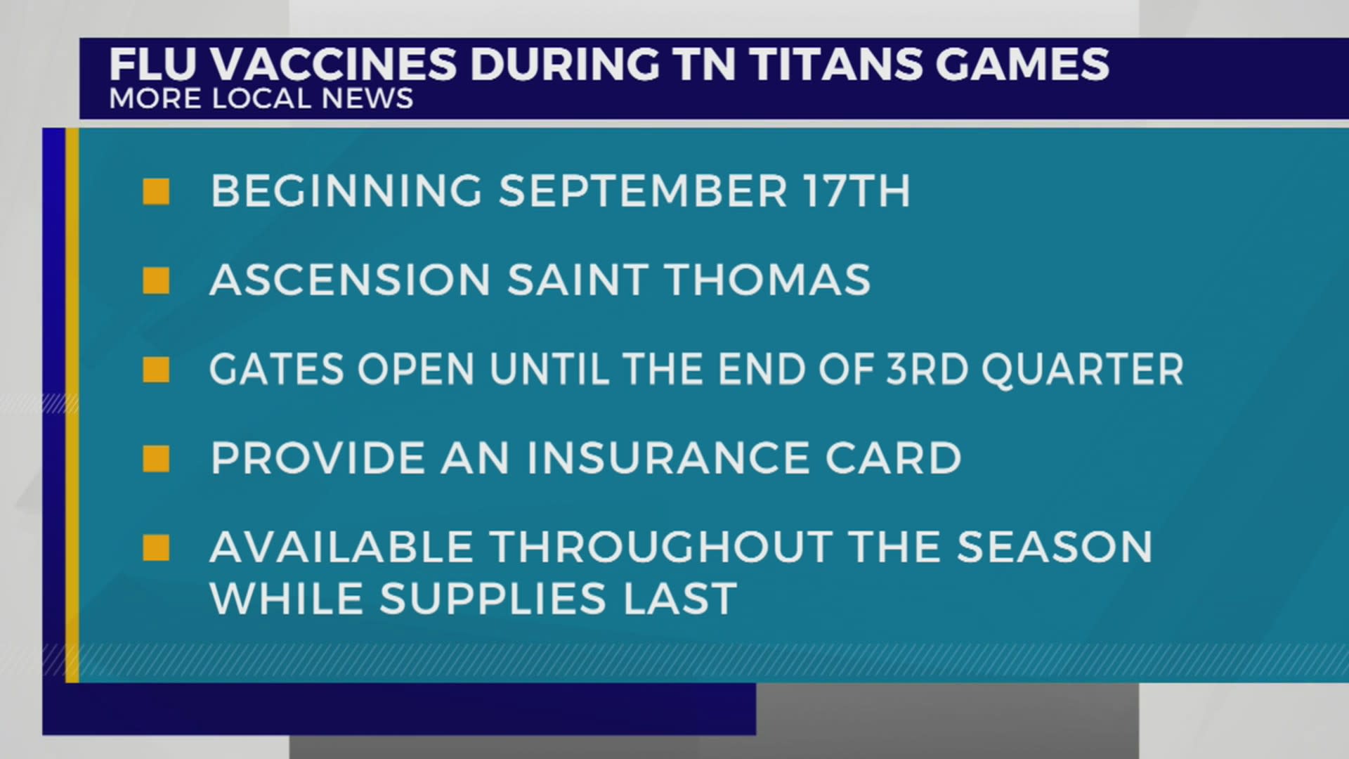 Flu vaccines during Tennessee Titans games