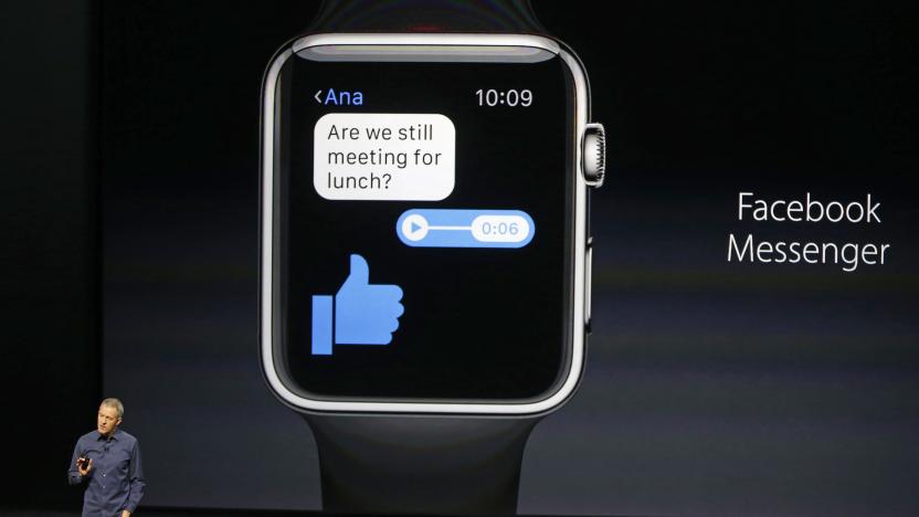 Jeff Williams, Apple's senior vice president of Operations, speaks about the Apple Watch and Facebook Messenger during an Apple media event in San Francisco, California, September 9, 2015. Reuters/Beck Diefenbach