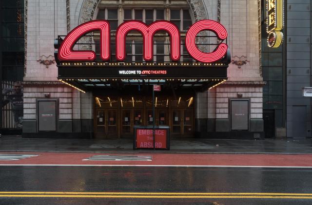 Manhattan, New York. July 10, 2020. AMC movie theatre on 42nd street in Midtown.