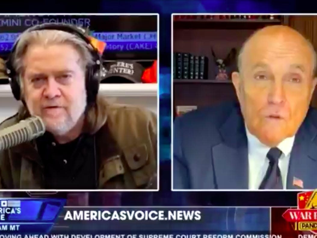 Steve Bannon scolds Rudy Giuliani after he falsely claims that the Lincoln Republican Project helped Capitol rioters