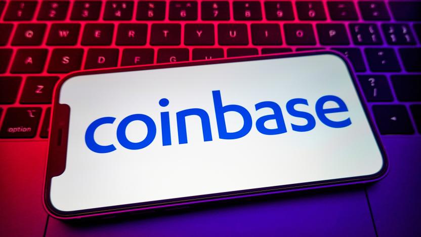 CHINA - 2022/05/25: In this photo illustration, a Coinbase logo is displayed on the screen of a mobile phone. (Photo Illustration by Sheldon Cooper/SOPA Images/LightRocket via Getty Images)