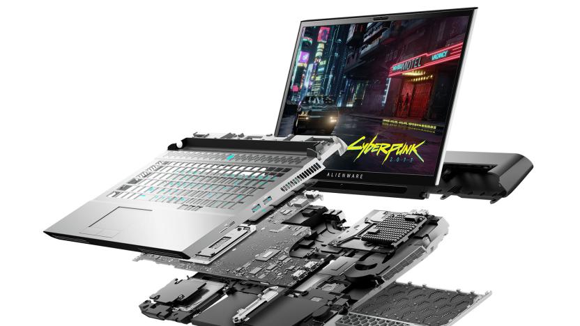 Alienware Area-51m laptop explodey view