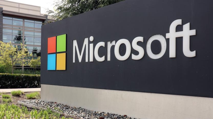 REDMOND, UNITED STATES - 2021/04/27: A logo marking the edge of the  Microsoft corporate campus in Redmond, United States.
The company announced its Q2 earnings on 27th Apr 2021. (Photo by Toby Scott/SOPA Images/LightRocket via Getty Images)