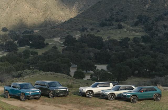 The entire Rivian fleet, including the R2, R3 and R3X.