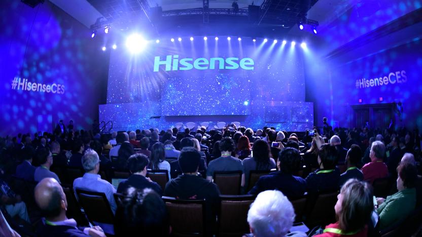 IMAGE DISTRIBUTED FOR HISENSE - Hisense, a global television leader, unveils their 2018 global television line-up and plans for maximizing their sponsorship of the 2018 FIFA World Cup at Press Day at CES 2018 on Monday, Jan. 8, 2018, in Las Vegas. (Jeff Bottari/AP Images for Hisense)