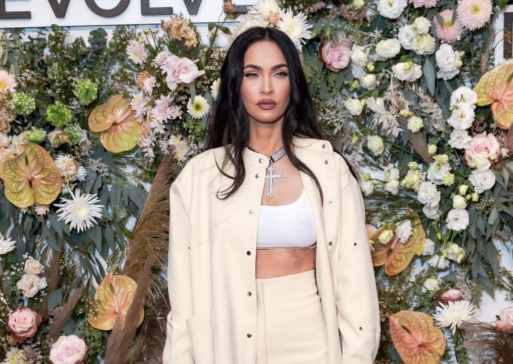 Megan Fox Redefined the Meaning of Business Casual with a Bra Top  Underneath Her Pantsuit