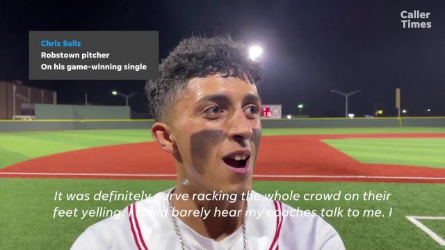 Robstown's Chris Soliz on his Game 1 winning hit vs. Calallen