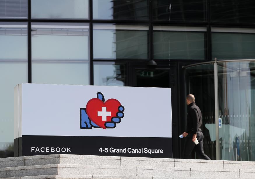 The changed logo outside Facebook's European headquarters in Dublin. (Photo by Brian Lawless/PA Images via Getty Images)