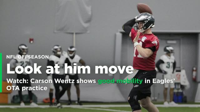 Carson Wentz showed off his mobility at the Eagles first OTA practice