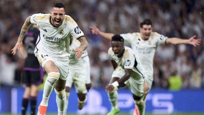 Getty Images - MADRID, SPAIN - MAY 08: Joselu Mato Real Madrid celebrates after scoring his team's second goal during the UEFA Champions League semi-final second leg match between Real Madrid and FC Bayern München at Estadio Santiago Bernabeu on May 08, 2024 in Madrid, Spain. (Photo by Diego Souto/Getty Images)