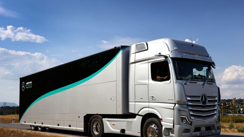 A Mercedes-AMG F1 freight truck.