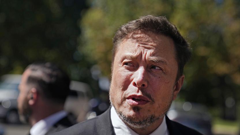 WASHINGTON, DC - SEPTEMBER 13: Elon Musk, CEO of Tesla and X, speaks to reporters as he leaves the “AI Insight Forum” at the Russell Senate Office Building on Capitol Hill on September 13, 2023 in Washington, DC. Lawmakers are seeking input from business leaders in the artificial intelligence sector, and some of their most ardent opponents, for writing legislation governing the rapidly evolving technology. (Photo by Nathan Howard/Getty Images)