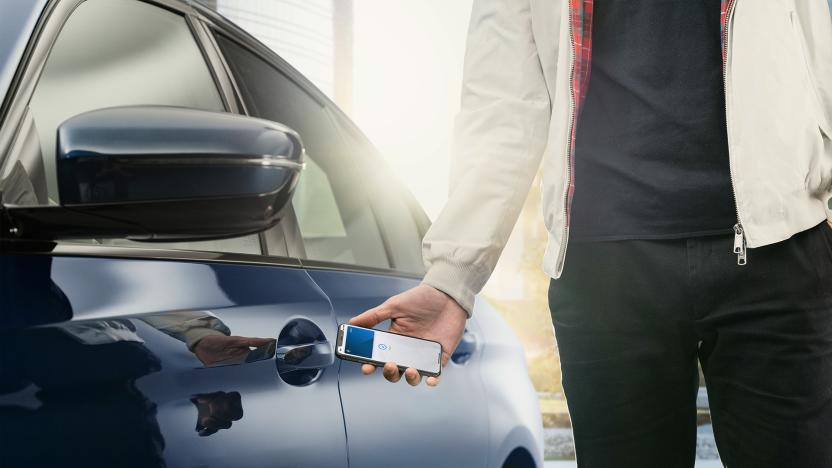 iPhone digital car key unlocking a BMW vehicle