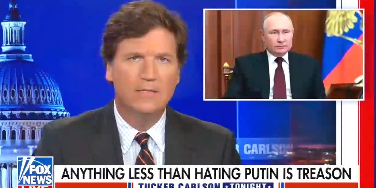 Tucker Carlson Openly Gaslights Viewers About Pro-Russia Stuff He Said Days Ago