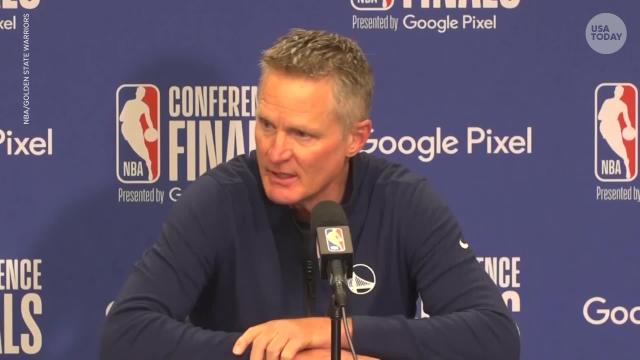 Steve Kerr gives emotional speech after Texas school shooting leaves at least 21 dead
