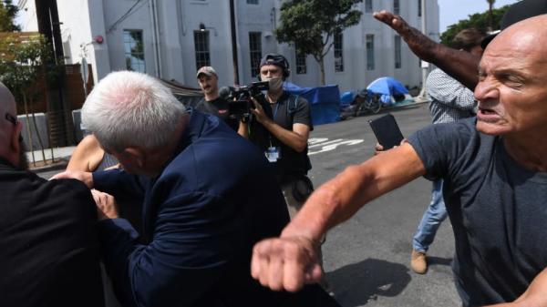 Larry Elder cuts short Venice homeless encampment tour after hostile confrontation