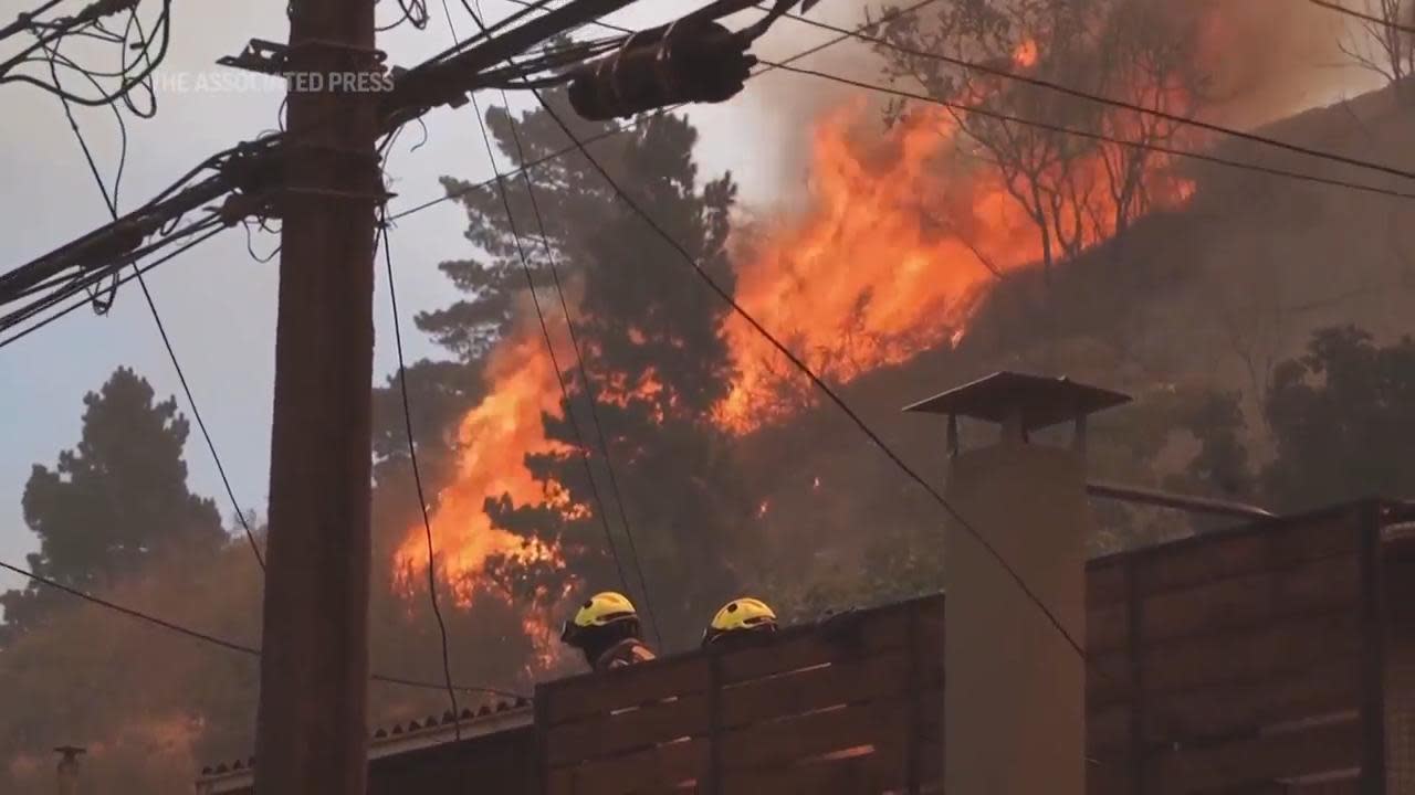 Dozens reported dead in Chile as forest fires move into densely populated  central areas