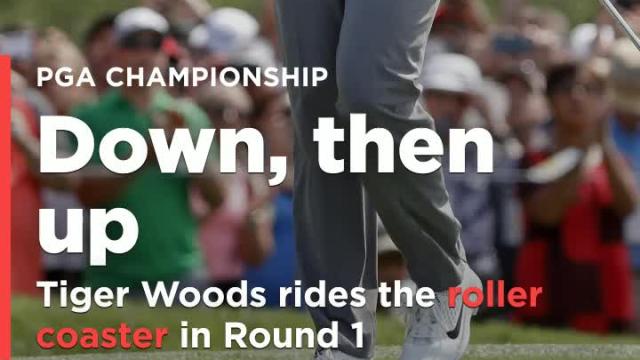 Tiger Woods battles back to finish even after Round 1