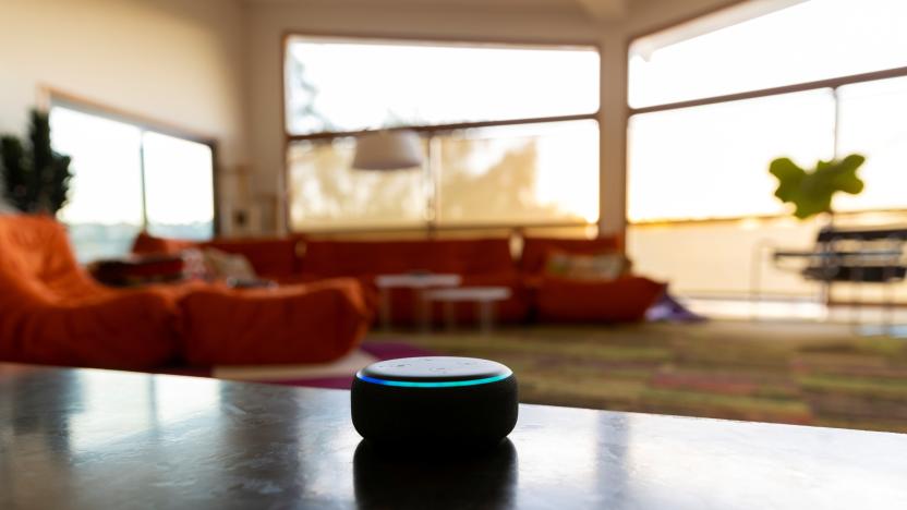 Amazon's DOT Alexa device is shown inside a house in this picture illustration taken October 1, 2021. REUTERS/Mike Blake/Illustration