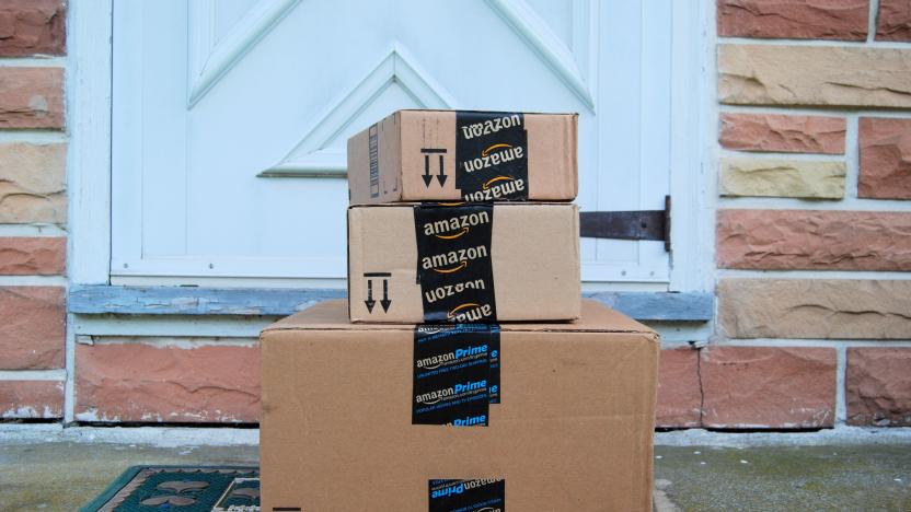 Hagerstown, MD, USA - June 2, 2014: Image of an Amazon packages. Amazon is an online company and is the largest retailer in the world.