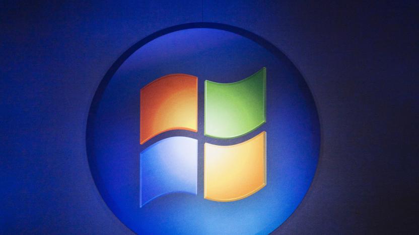 A Windows logo is seen before Microsoft CEO Steve Ballmer speaks about the upcoming release of Microsoft's new operating system, Windows 7,  in Toronto, October 21, 2009.    REUTERS/Mark Blinch (CANADA BUSINESS SCI TECH)