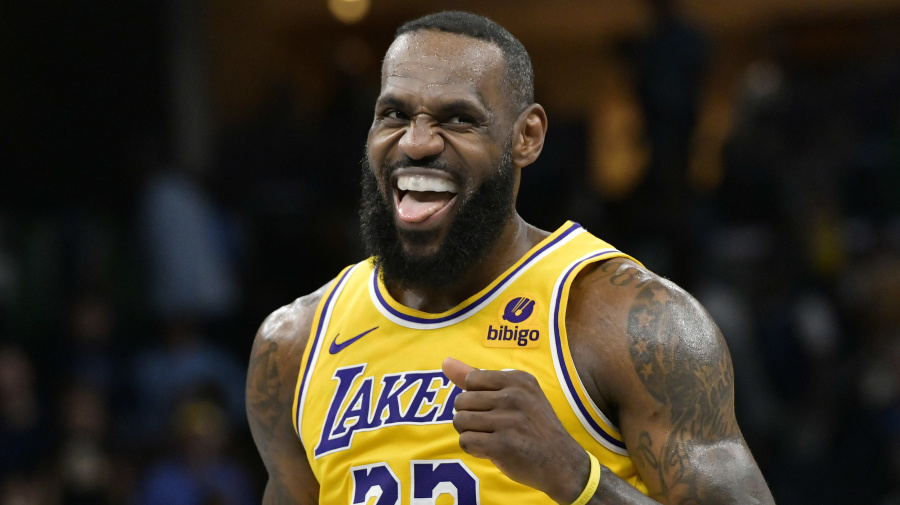 Associated Press - Los Angeles Lakers forward LeBron James (23) looks toward the Memphis Grizzlies' bench during the second half of an NBA basketball game Friday, April 12, 2024, in Memphis, Tenn. (AP Photo/Brandon Dill)