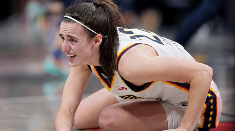 Getty Images - INDIANAPOLIS, INDIANA - MAY 20: Caitlin Clark #22 of the Indiana Fever reacts to an injury during the second quarter in the game at Gainbridge Fieldhouse on May 20, 2024 in Indianapolis, Indiana. NOTE TO USER: User expressly acknowledges and agrees that, by downloading and or using this photograph, User is consenting to the terms and conditions of the Getty Images License Agreement. (Photo by Emilee Chinn/Getty Images)