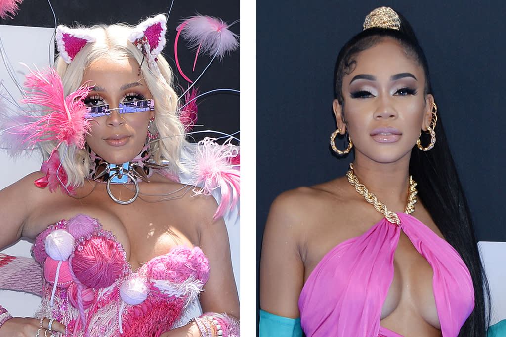 Doja Cat Saweetie Prove Why They Are Best Friends In Rainbow Crop Tops Cutout Bodysuits