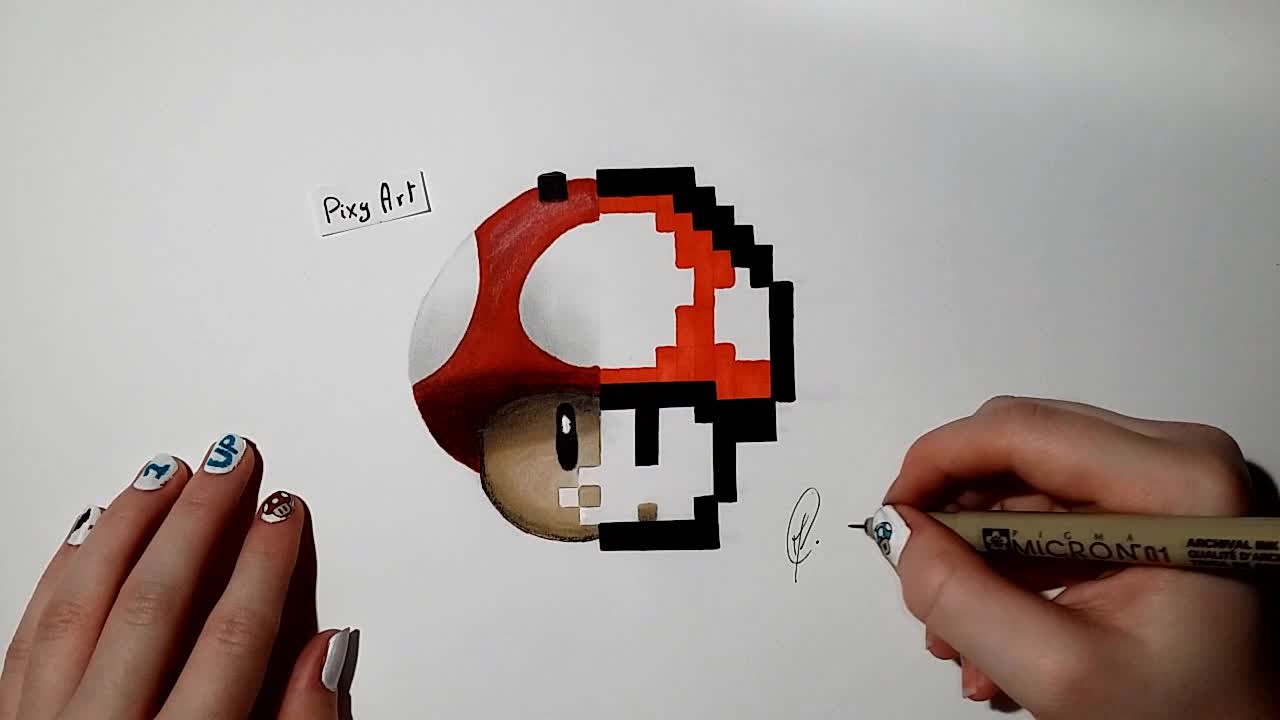 mario mushroom drawing