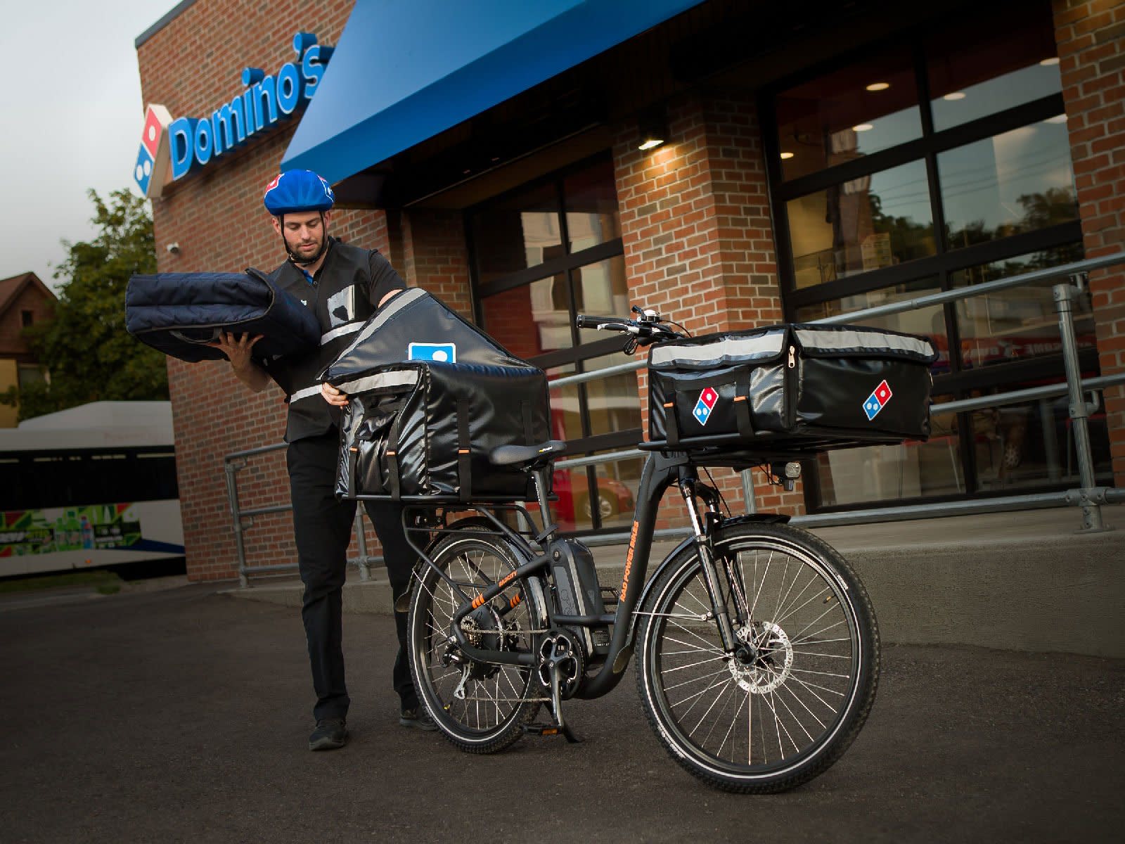 blue bike with basket