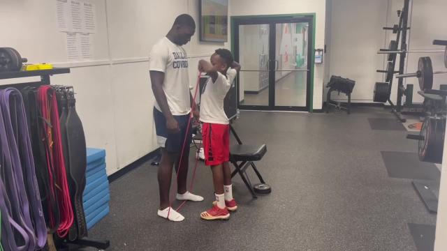 Former Florida A&M and current Dallas Cowboys safety works out with brother, Syrus, 10