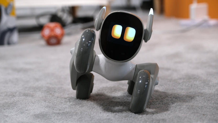 The Loona pet robot is pictured on the show floor at CES