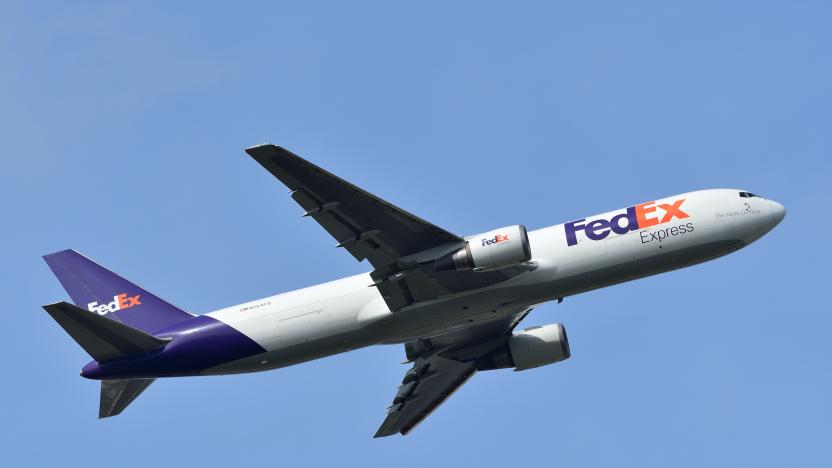 Chiba, Japan - May 18, 2019:FedEx Boeing B767-300F (N104FE) freighter.