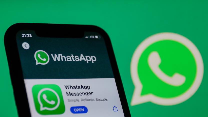 WhatsApp logo on the App Store displayed on a phone screen and WhatsApp logo in the background are seen in this illustration photo taken in Poland on January 14, 2021. Signal and Telegram messenger apps gained popularity due to the new WhatsApp's privacy policy. (Photo illustration by Jakub Porzycki/NurPhoto via Getty Images)