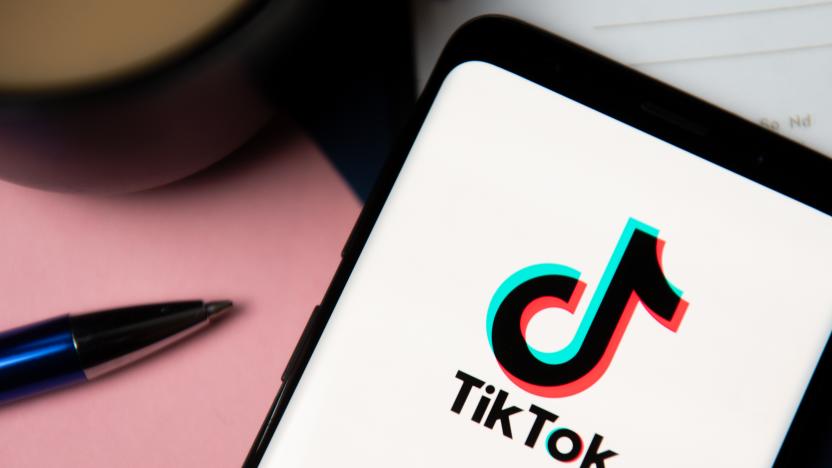 In this photo illustration a TikTok logo displayed on a...