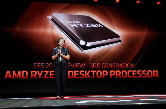 Lisa Su, president and CEO of AMD, talks about AMD's 3rd generation Ryzen desktop processor during a keynote address at the 2019 CES in Las Vegas, Nevada, U.S., January 9, 2019. REUTERS/Steve Marcus