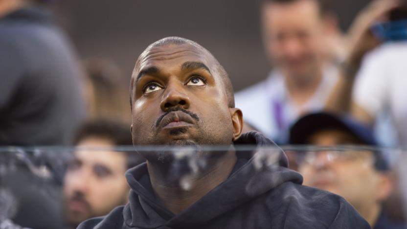 Feb 13, 2022; Inglewood, CA, USA; Rapper/recording artist Kanye West during the Cincinnati Bengals game against the Los Angeles Rams in Super Bowl LVI at SoFi Stadium. Mandatory Credit: Mark J. Rebilas-USA TODAY Sports