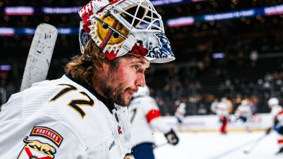 Getty Images - BOSTON, MASSACHUSETTS - MAY 17: Sergei Bobrovsky #72 of the Florida Panthers skates during warmups against the Boston Bruins in Game Six of the Second Round of the 2024 Stanley Cup Playoffs  at TD Garden on May 17, 2024 in Boston, Massachusetts. (Photo by China Wong/NHLI via Getty Images)