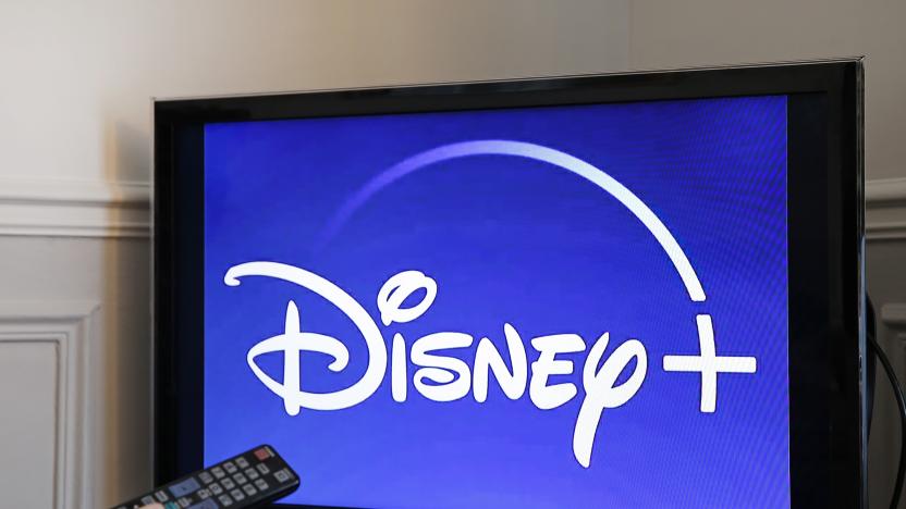 PARIS, FRANCE - NOVEMBER 08: In this photo illustration, the Disney + logo is displayed on the screen of a television on November 08, 2019 in Paris, France. The Walt Disney Company will launch its streaming service (Svod) Disney plus in the United States on November 12, 2019, for Europe, it will be necessary to wait until the beginning of the year 2020. (Photo by Chesnot/Getty Images)