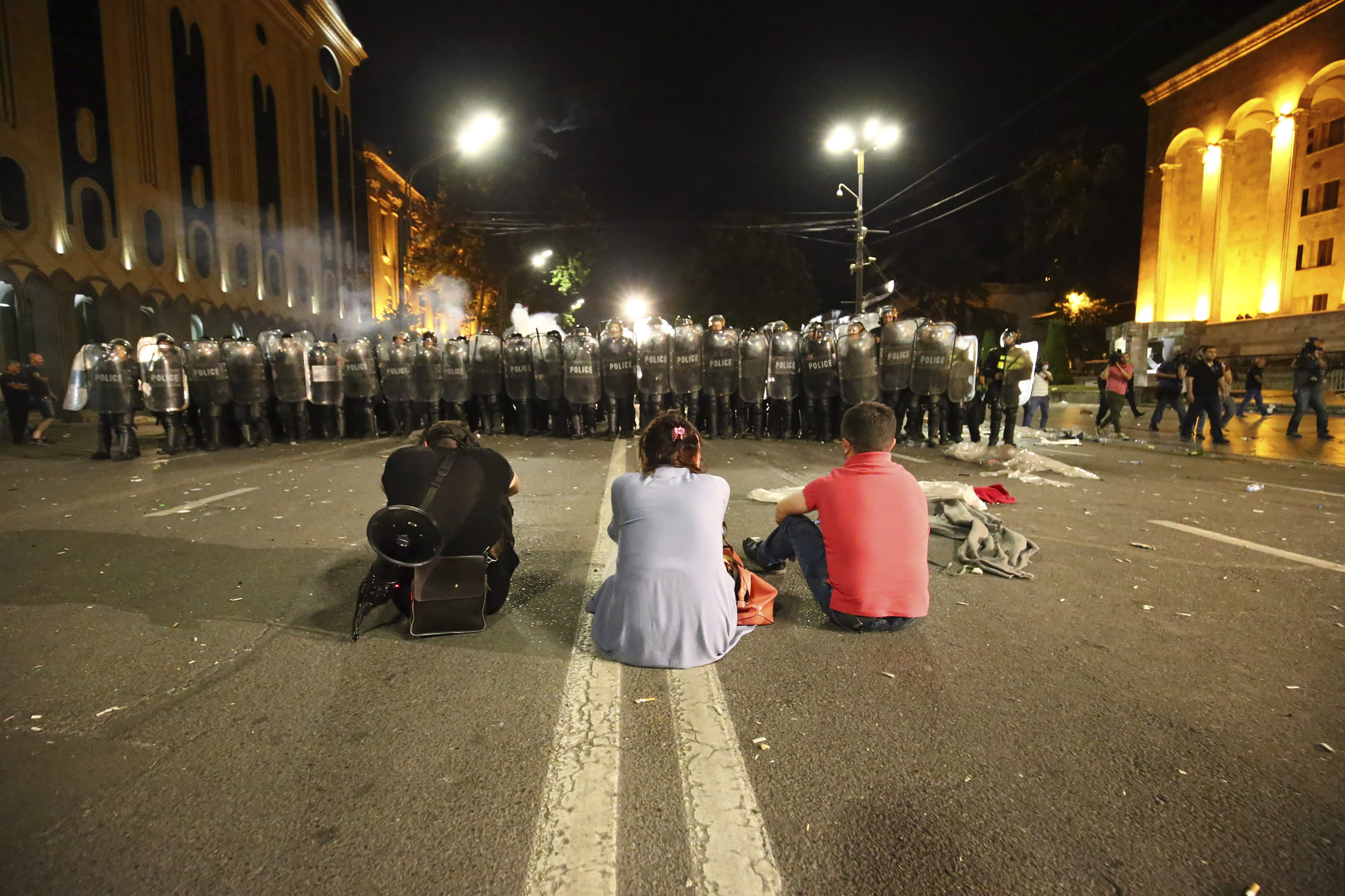 Riot police drive protesters away from Georgian parliament