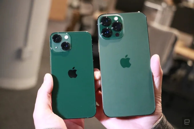 Green iPhone 13 mini and 