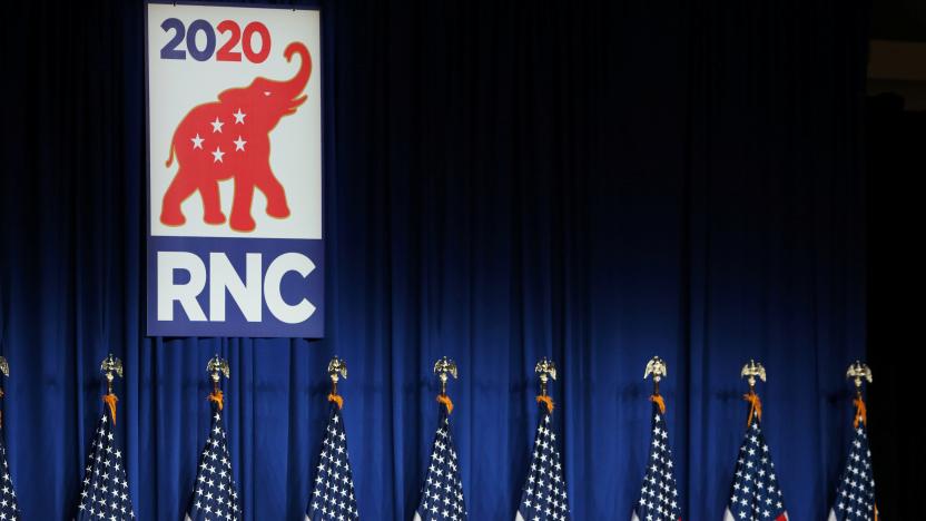 RNC Chairwoman Ronna Romney McDaniel speaks to delegates in the Charlotte Convention Center’s Richardson Ballroom in Charlotte, where delegates have gathered for the roll call vote to renominate Donald J. Trump to be President of the United States and Mike Pence to be Vice President, in Charlotte, North Carolina, U.S., August 24, 2020. Travis Dove/Pool via REUTERS