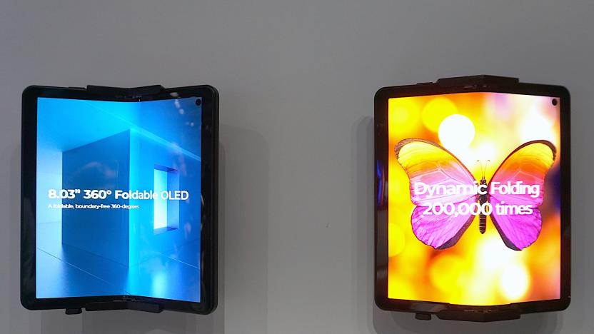 LG Display's 8-inch folding OLED that can bend in two directions.                               