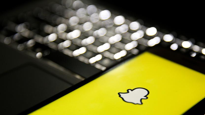 ISTANBUL, TURKEY - FEBRUARY 24: In this photo illustration a mobile phone screen displays the Snapchat logo in front of a keyboard in Istanbul, Turkey on February 24, 2020. Muhammed Enes Yildirim / Anadolu Agency