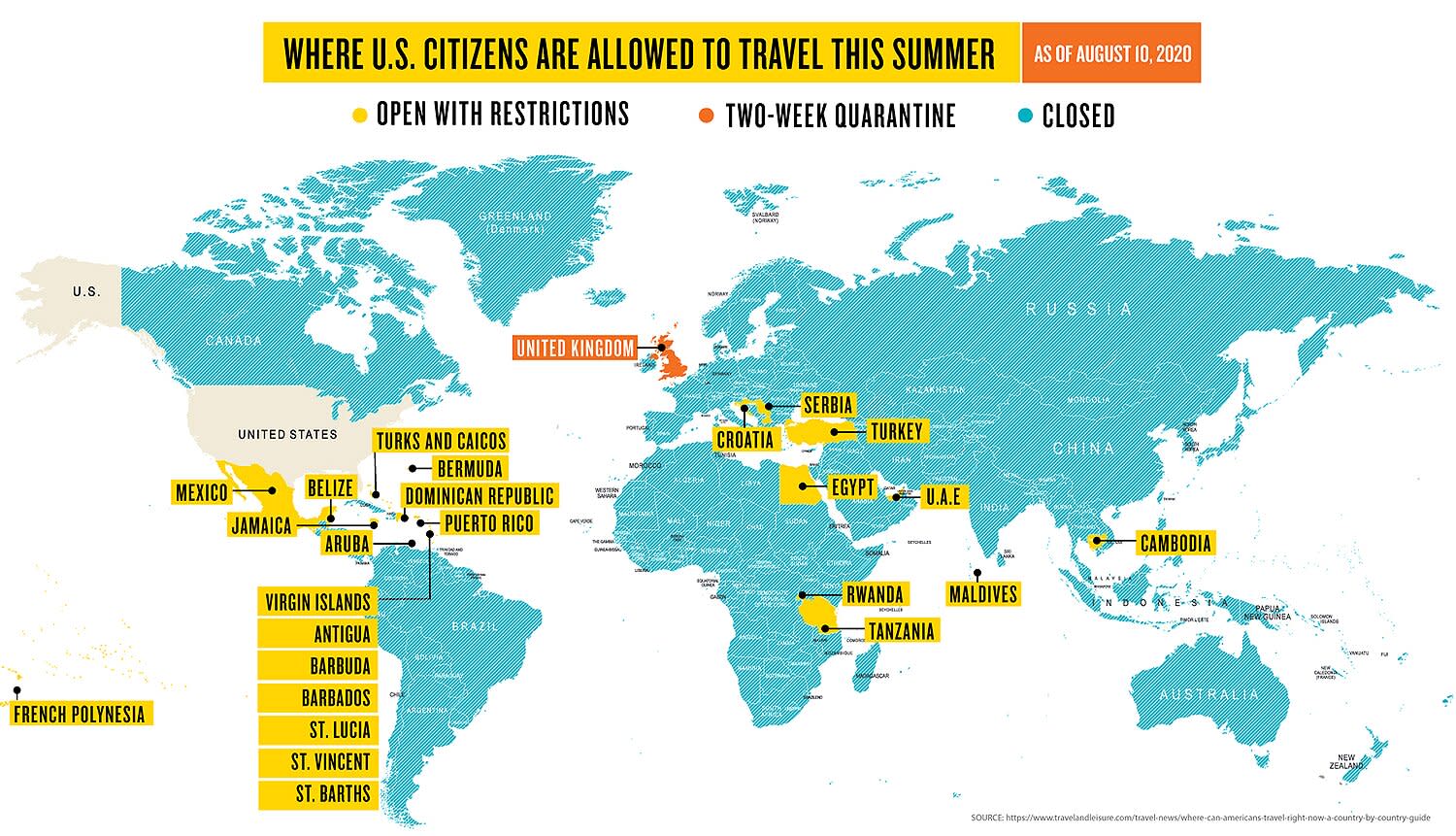 These Are the 26 Countries Open to American Tourists as State Dept. Amends ‘Do Not Travel’ Order