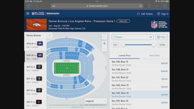 Denver Broncos preseason game tickets still available